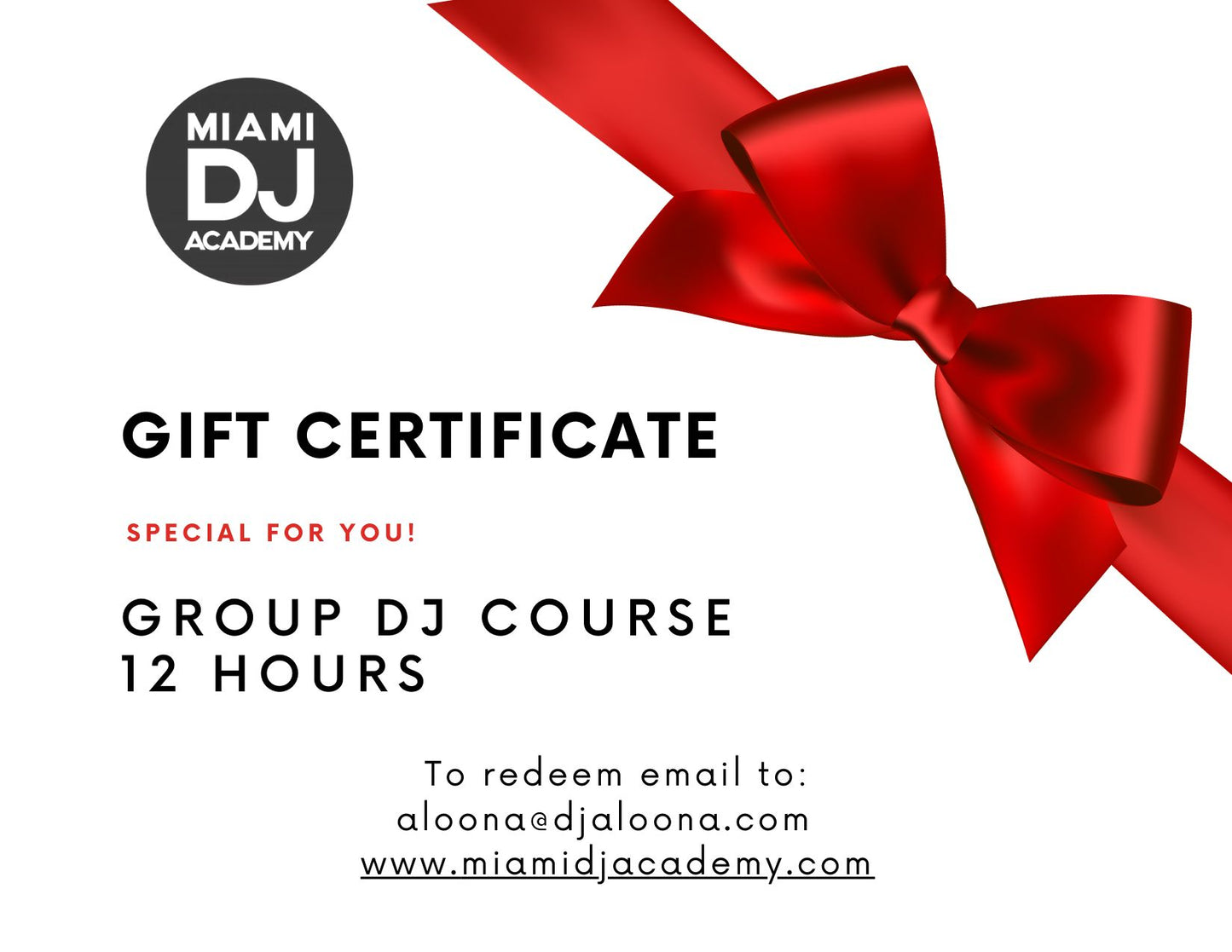 12-Hour Group DJ Course Gift Certificate